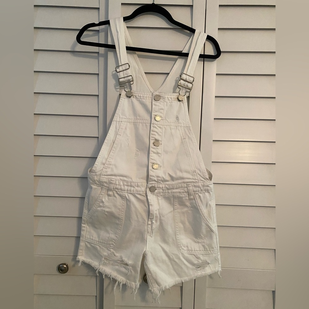 Blank NYC White Denim Shortalls